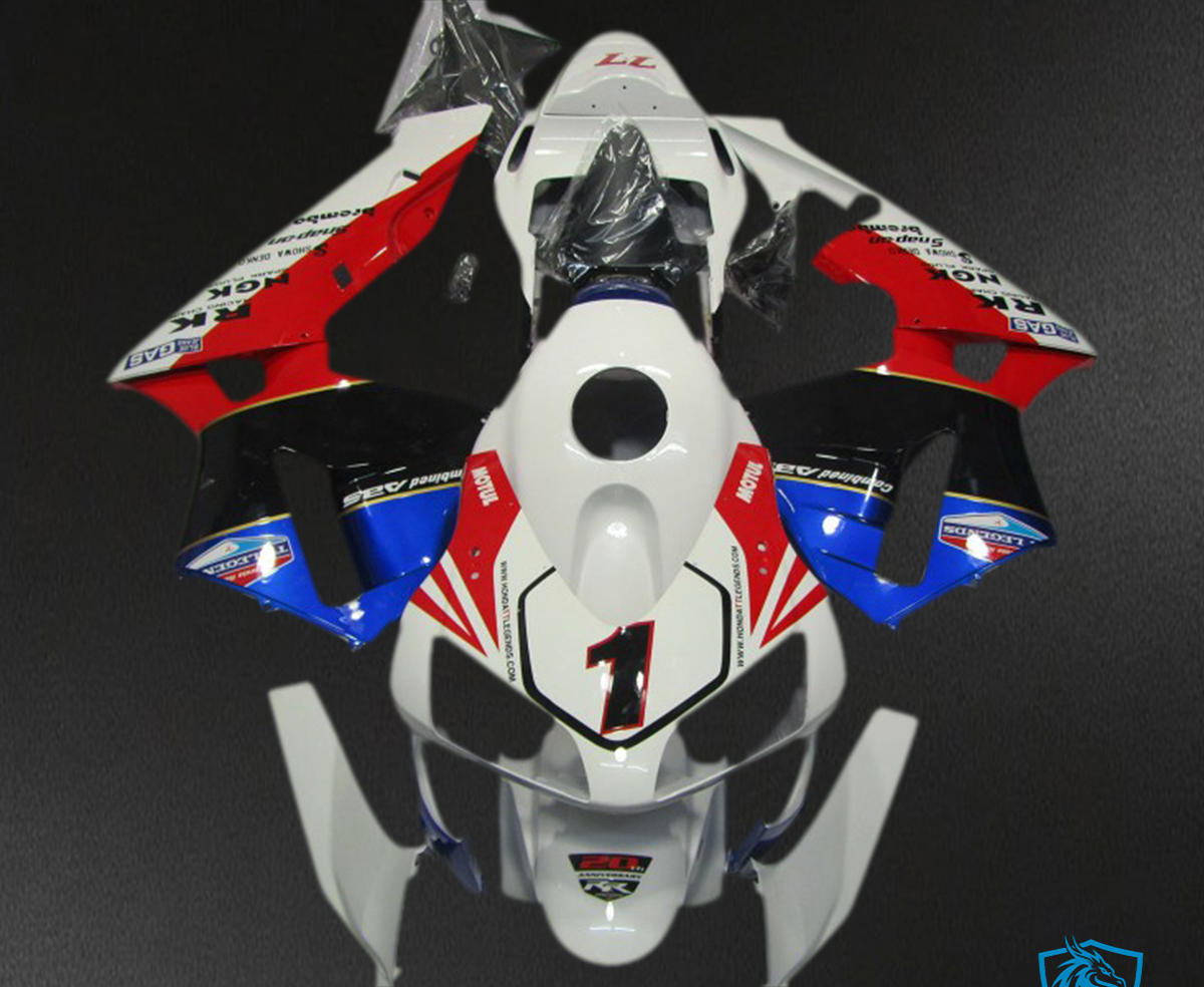Honda CBR600RR (2003-2004) Red, White, Black & Blue Fairing Kit - Aftermarket ABS Bodywork
