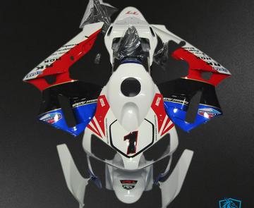 Honda CBR600RR (2003-2004) Red, White, Black & Blue Fairing Kit - Aftermarket ABS Bodywork