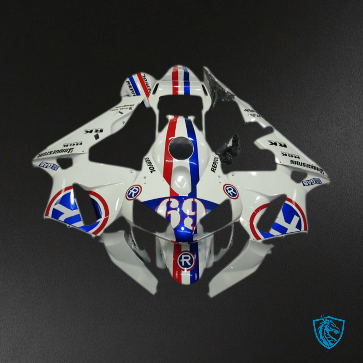 Honda CBR600RR (2003-2004) White & Blue Repsol 69 - Fairing Kit | ABS Bodywork