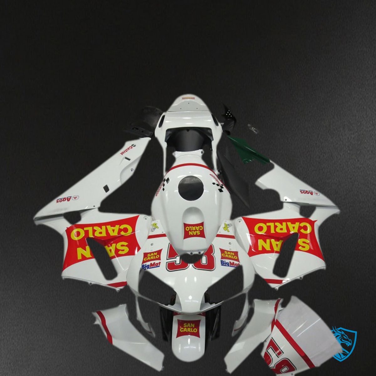 Honda CBR600RR (2003-2004) White San Carlo 58 - Custom ABS Fairing Kit