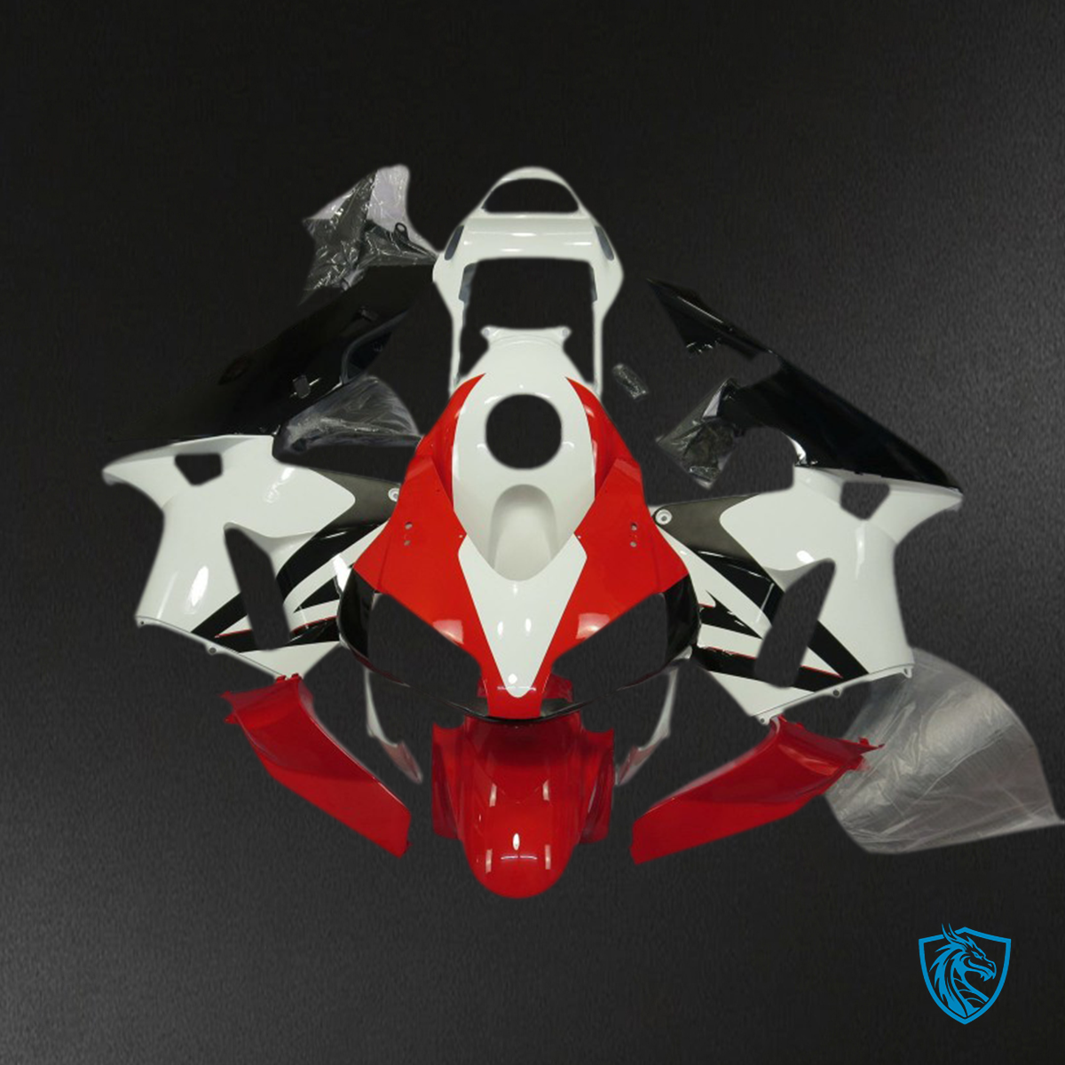 Honda CBR600RR (2003-2004) White, Red & Black - Custom ABS Fairing Kit
