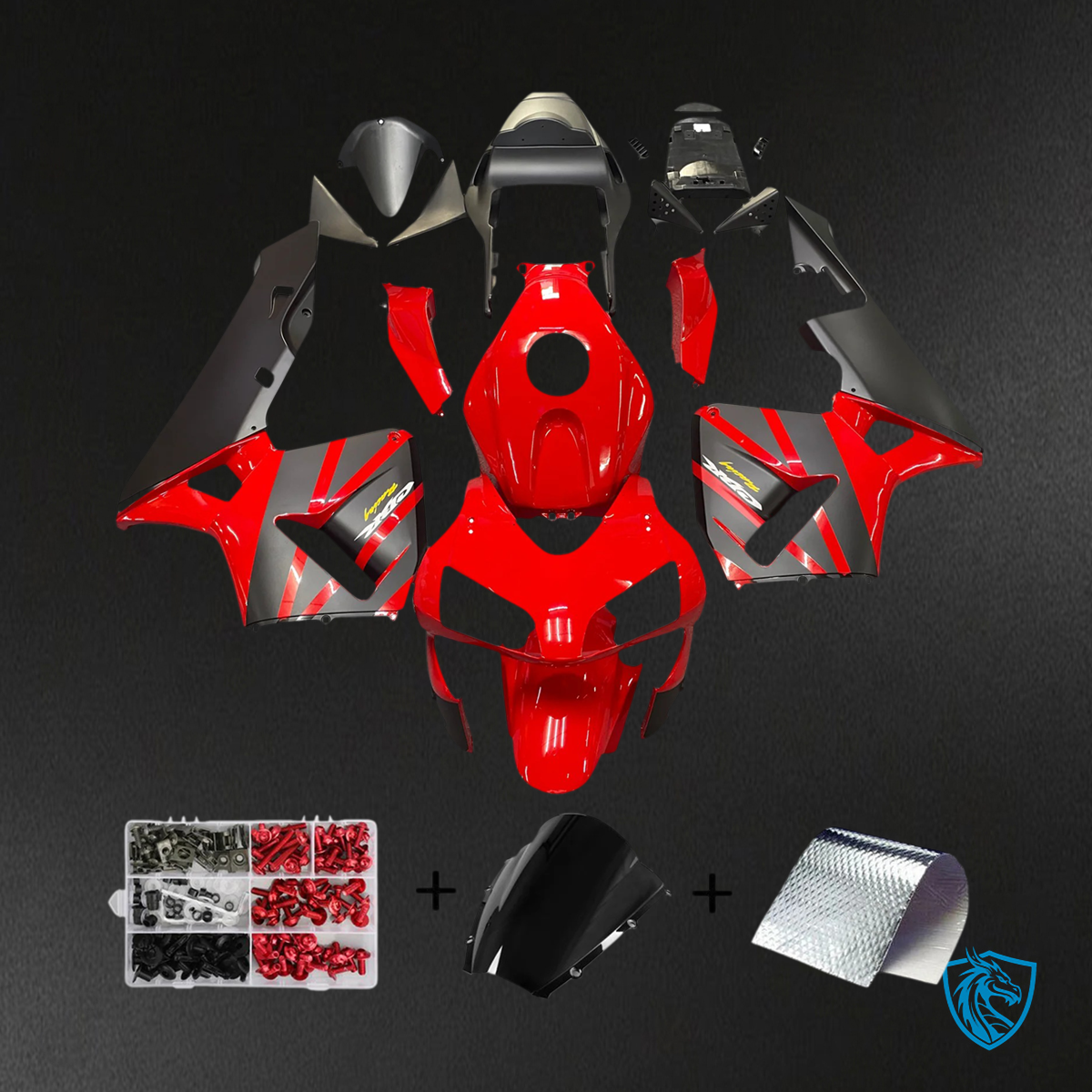 Honda CBR600RR (2003 2004) Black & Red - Fairing Kit