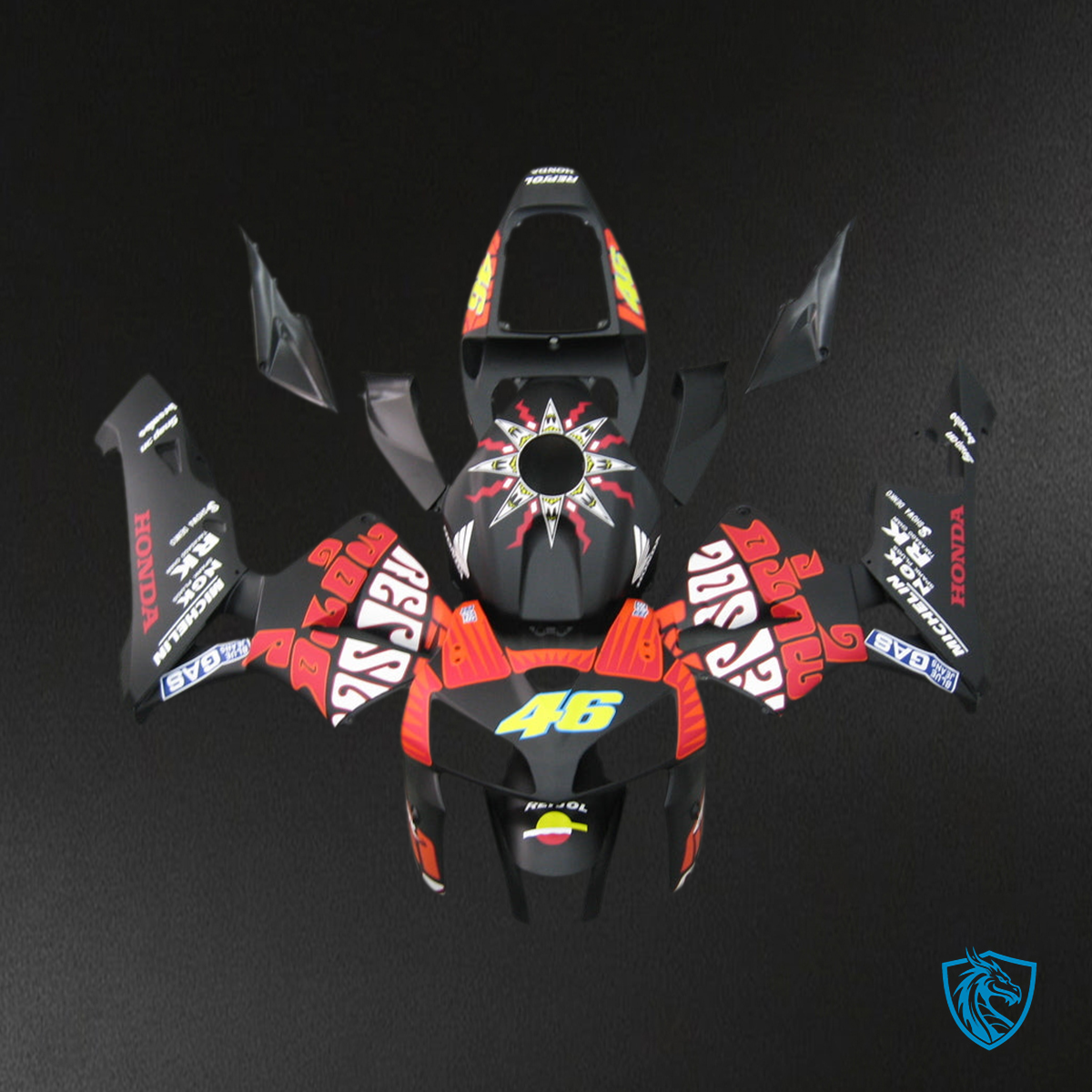 Honda CBR600RR (2005-2006) Black Matt & Red Generic Fairings Kit - Aftermarket ABS Bodywork