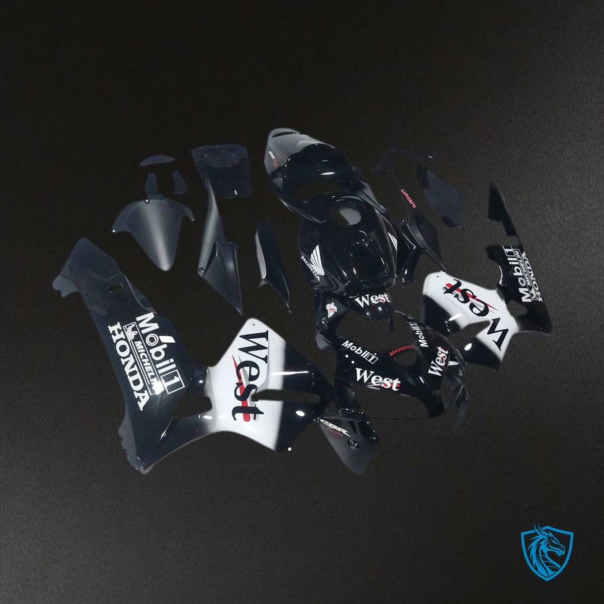 Honda CBR600RR (2005-2006) West Black & White Generic - Custom ABS Fairing Kit