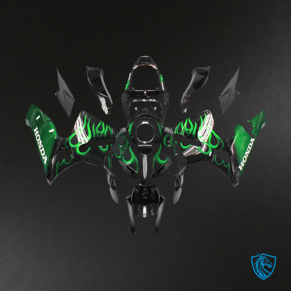 Honda CBR600RR (2005-2006) Black & Green - Fairing Kit
