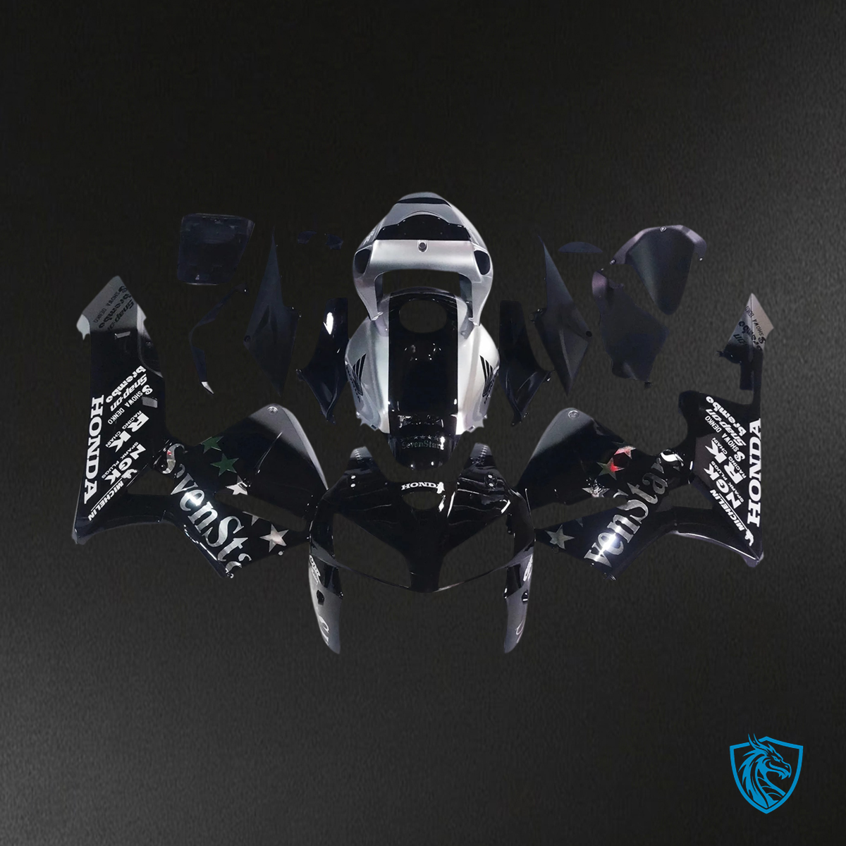 Honda CBR600RR (2005-2006) Black & Silver Accent - Fairing Kit