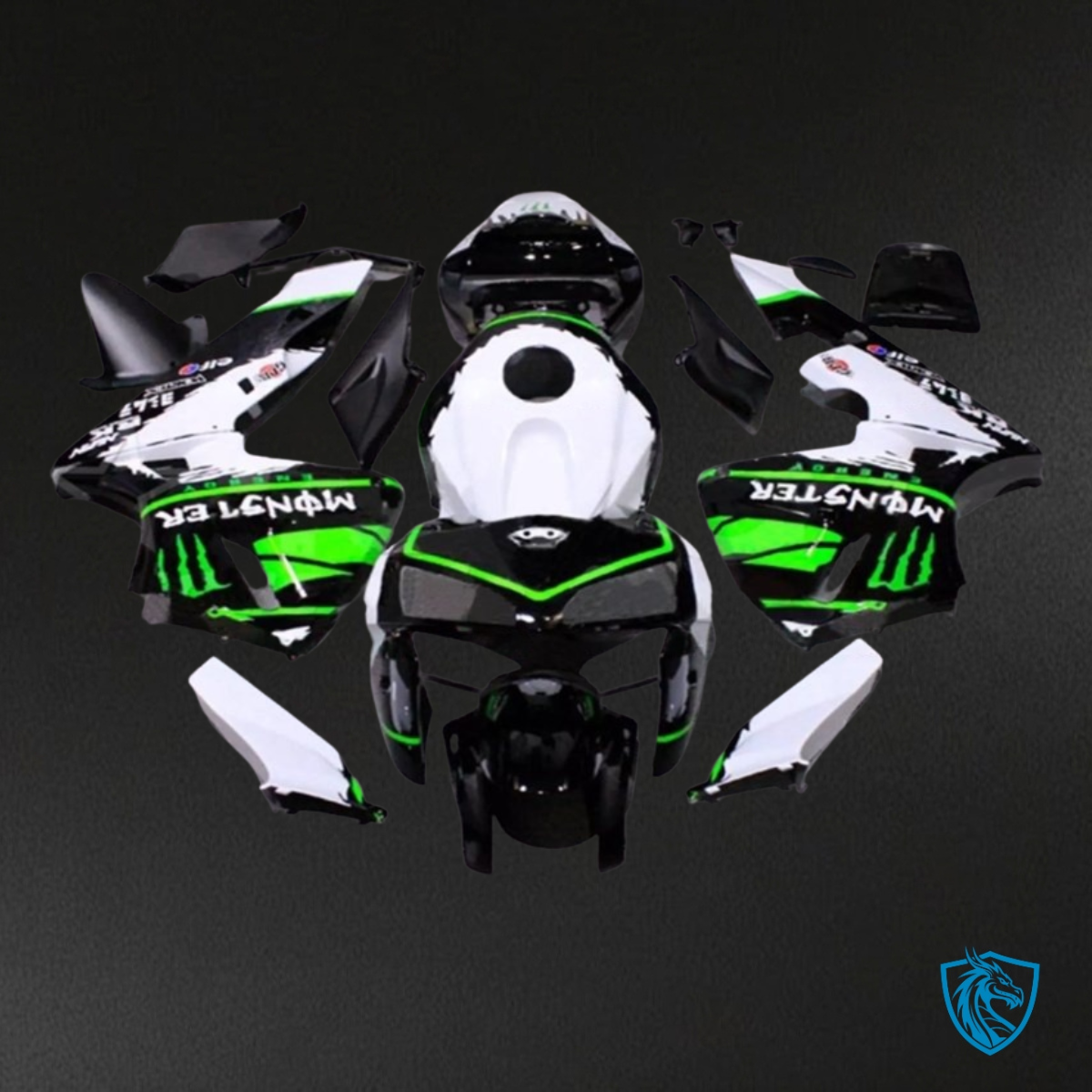 Honda CBR600RR (2005-2006) Green, White & Black - MERGEment Motorcycle Fairings Kit