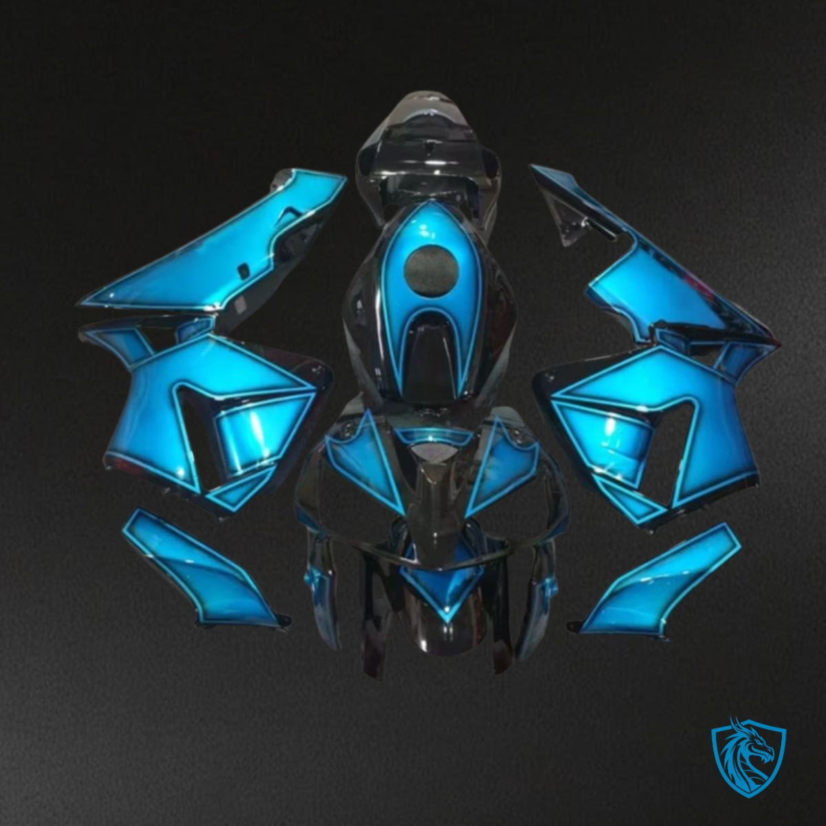 Honda CBR600RR (2005-2006) Glossy Black & Blue Fairing Kit | ABS Bodywork