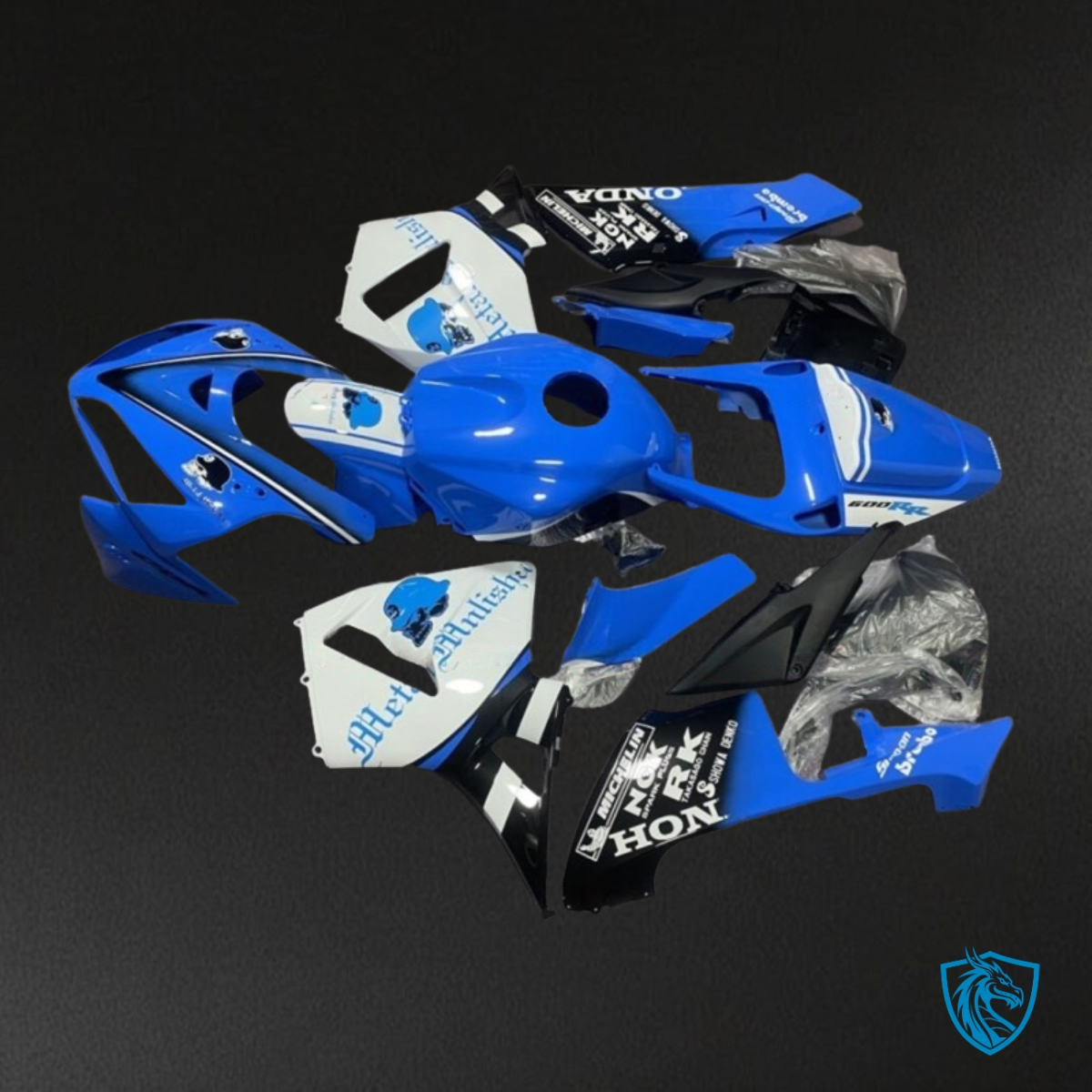 Honda CBR600RR (2005-2006) Blue, Black & White Fairing kit - Aftermarket ABS Bodywork