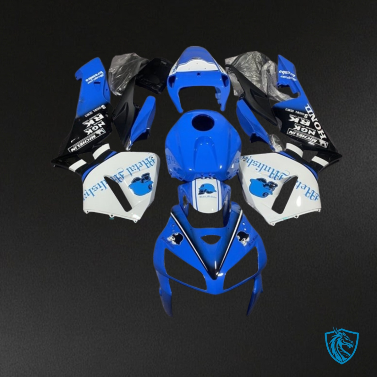 Honda CBR600RR (2005-2006) Blue, Black & White Fairing kit - Aftermarket ABS Bodywork