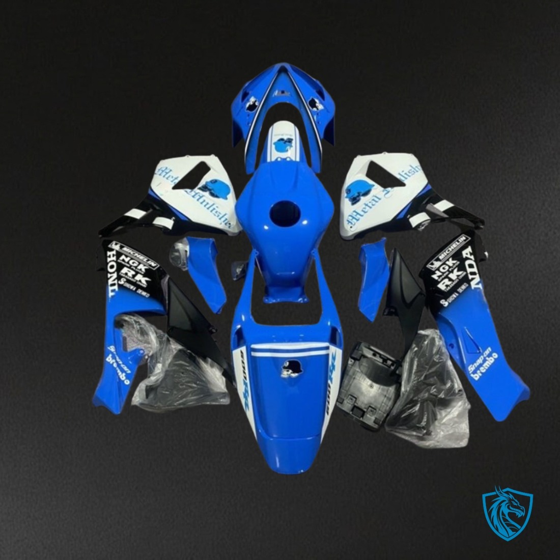 Honda CBR600RR (2005-2006) Blue, Black & White Fairing kit - Aftermarket ABS Bodywork