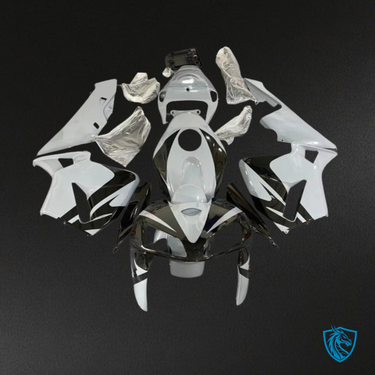 Honda CBR600RR (2005-2006) Glossy White & Black - Custom ABS Fairing Kit