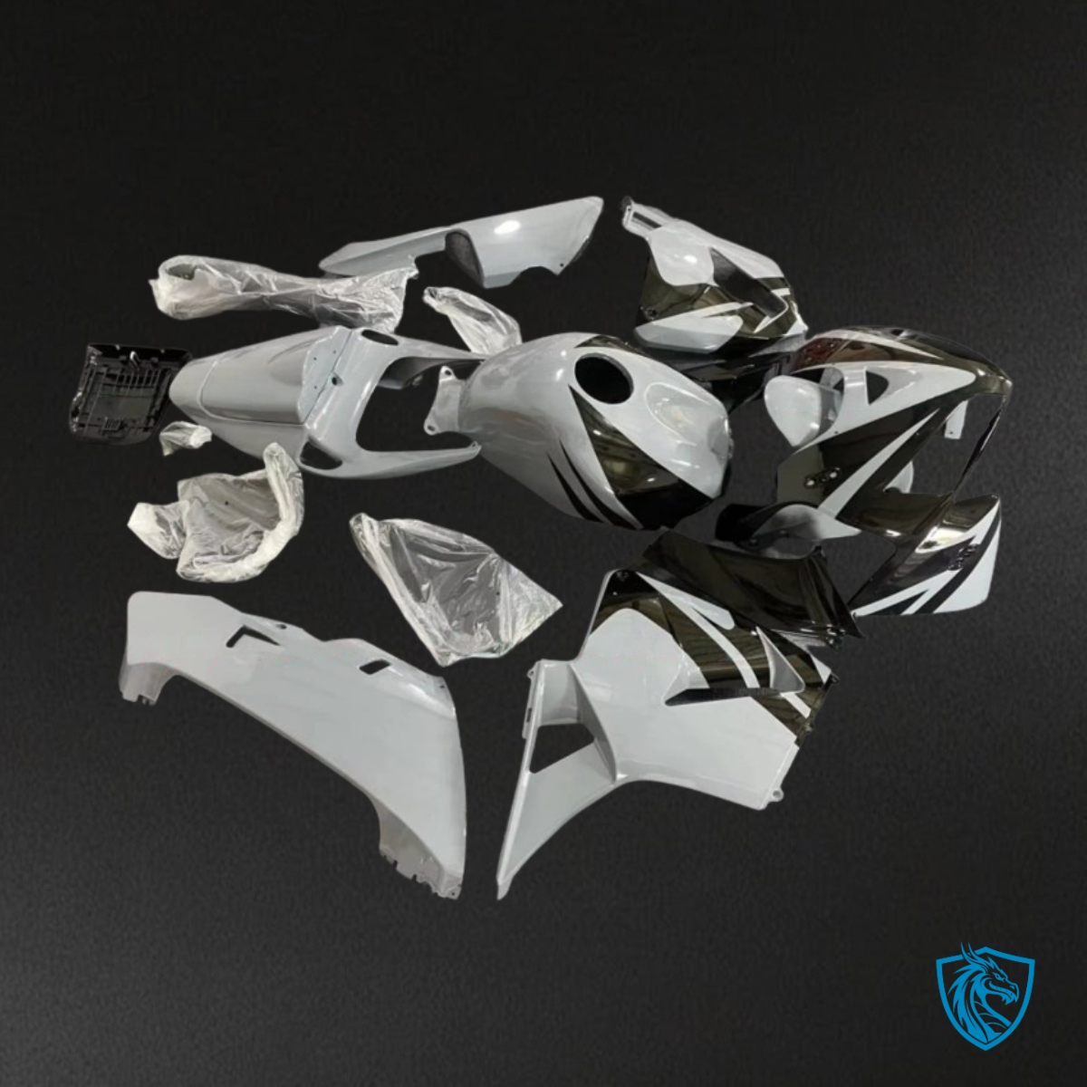 Honda CBR600RR (2005-2006) Glossy White & Black - Custom ABS Fairing Kit