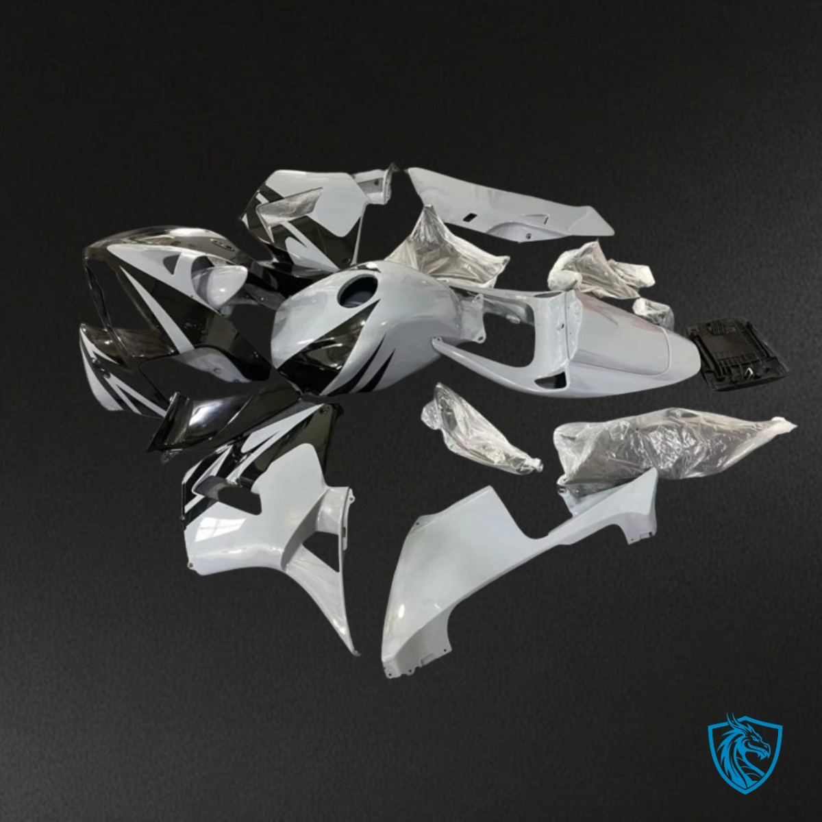 Honda CBR600RR (2005-2006) Glossy White & Black - Custom ABS Fairing Kit