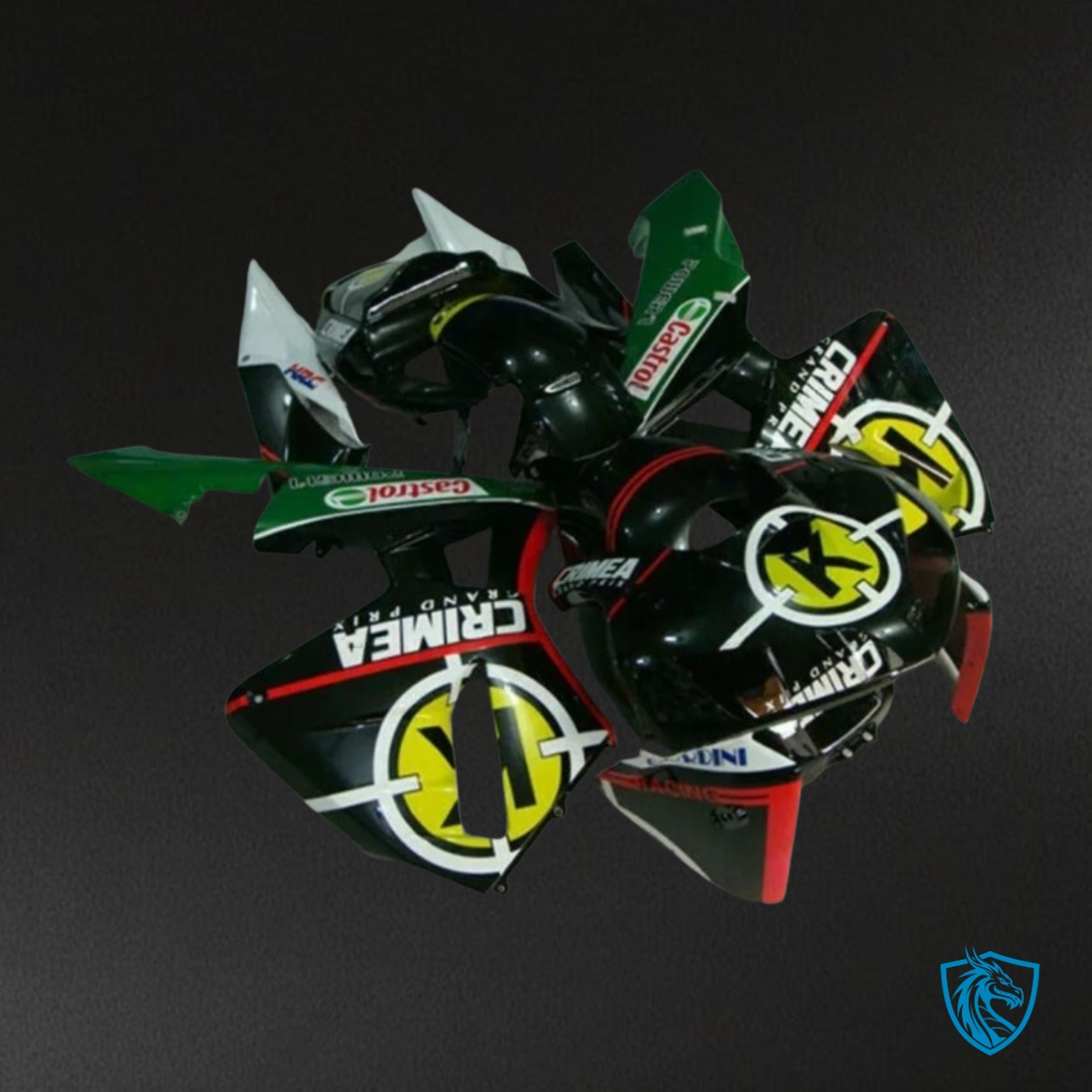 Honda CBR600RR (2005-2006) Glossy Black, Green & Yellow Fairing Kit - Aftermarket ABS Bodywork