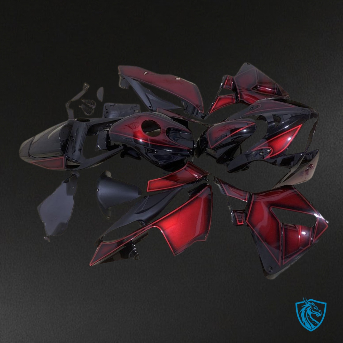 Honda CBR600RR (2005-2006) Black & Red Fairing Kit - Aftermarket ABS Bodywork
