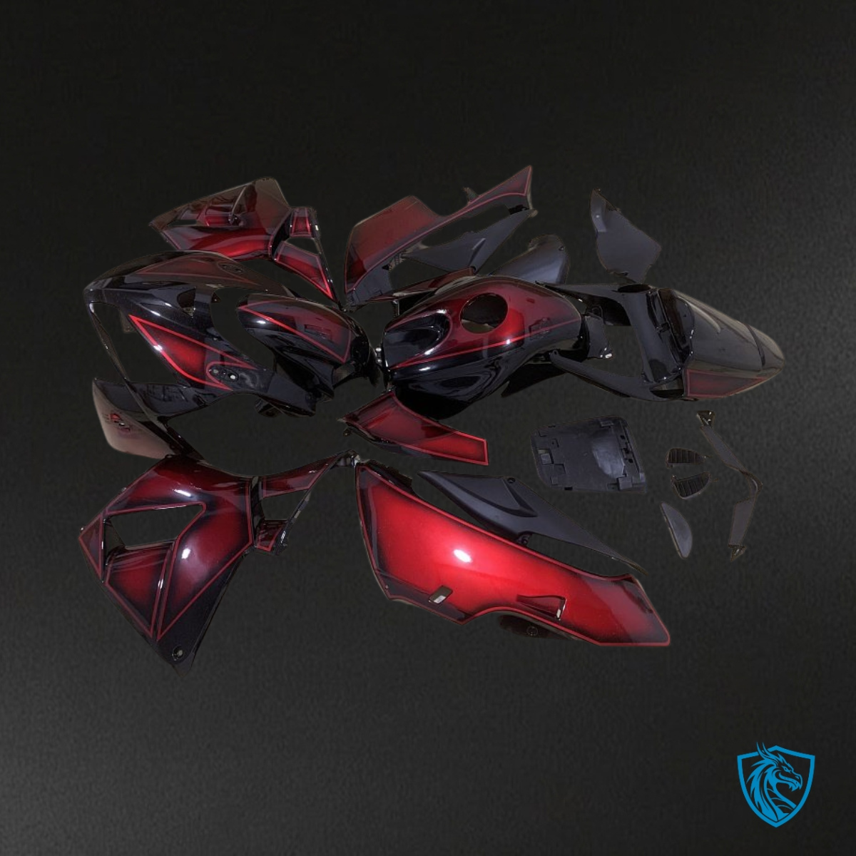 Honda CBR600RR (2005-2006) Black & Red Fairing Kit - Aftermarket ABS Bodywork