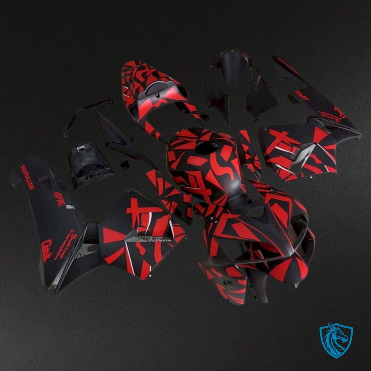 Honda CBR600RR (2005-2006) Black & Red Camouflage Fairing Kit | ABS Bodywork