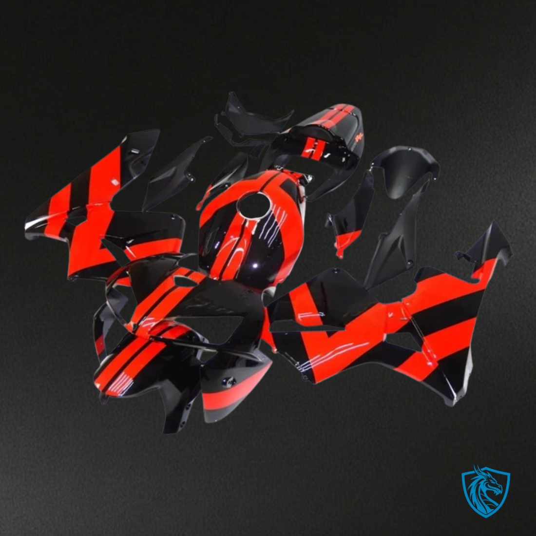 Honda CBR600RR (2005-2006) Glossy Black & Red - MERGEment Motorcycle Fairings Kit