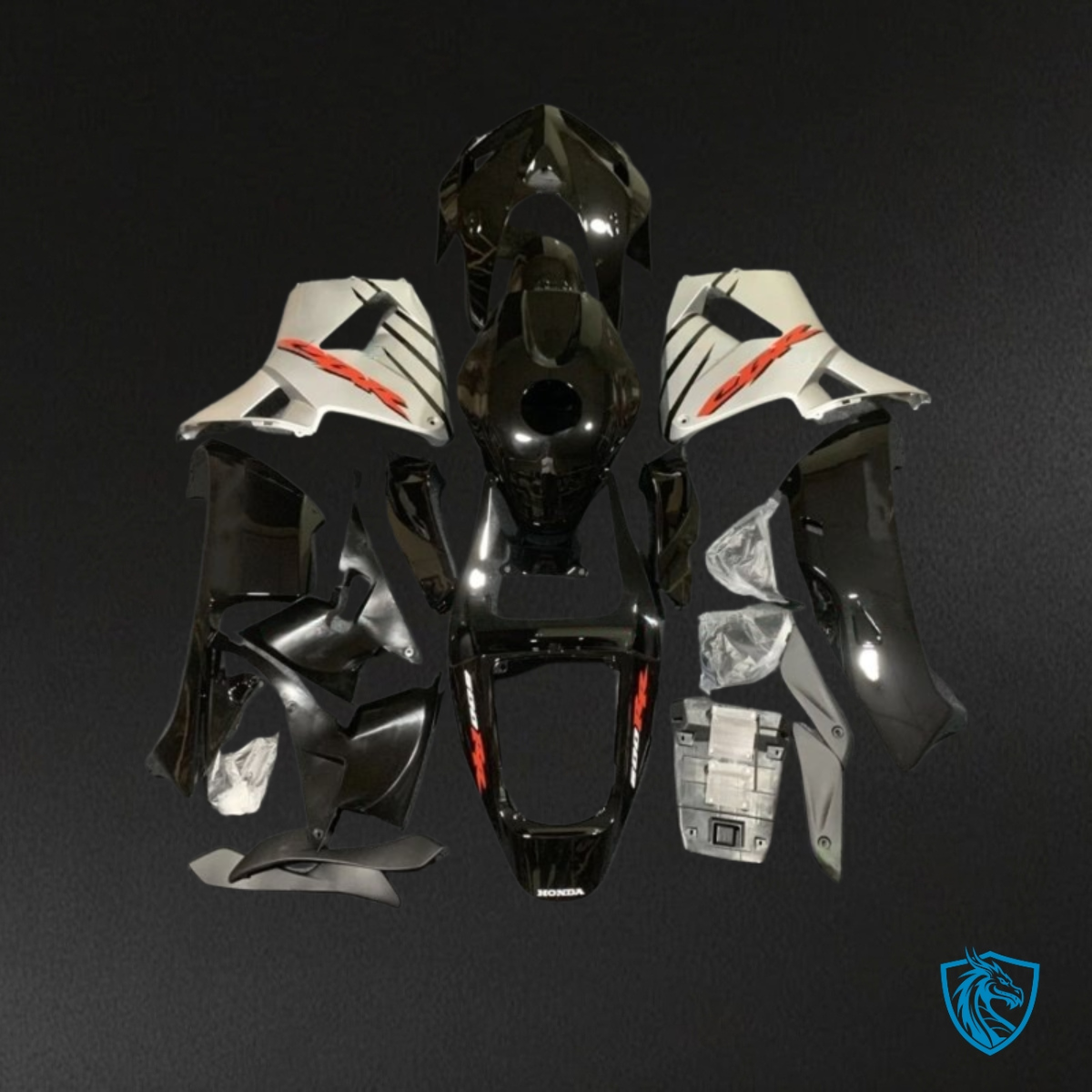 Honda CBR600RR (2005-2006) Gloss Black & Silver - Custom ABS Fairing Kit