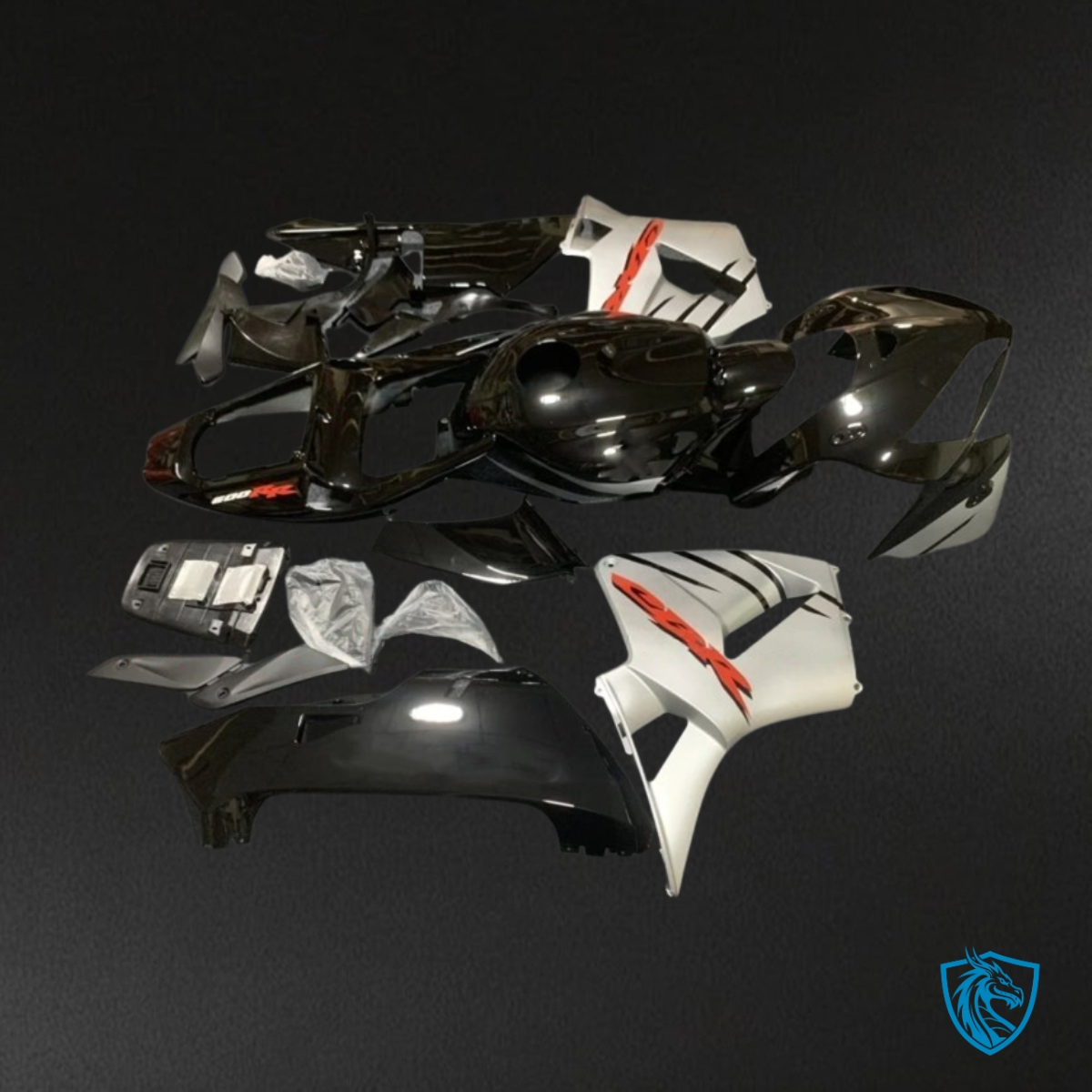 Honda CBR600RR (2005-2006) Gloss Black & Silver - Custom ABS Fairing Kit