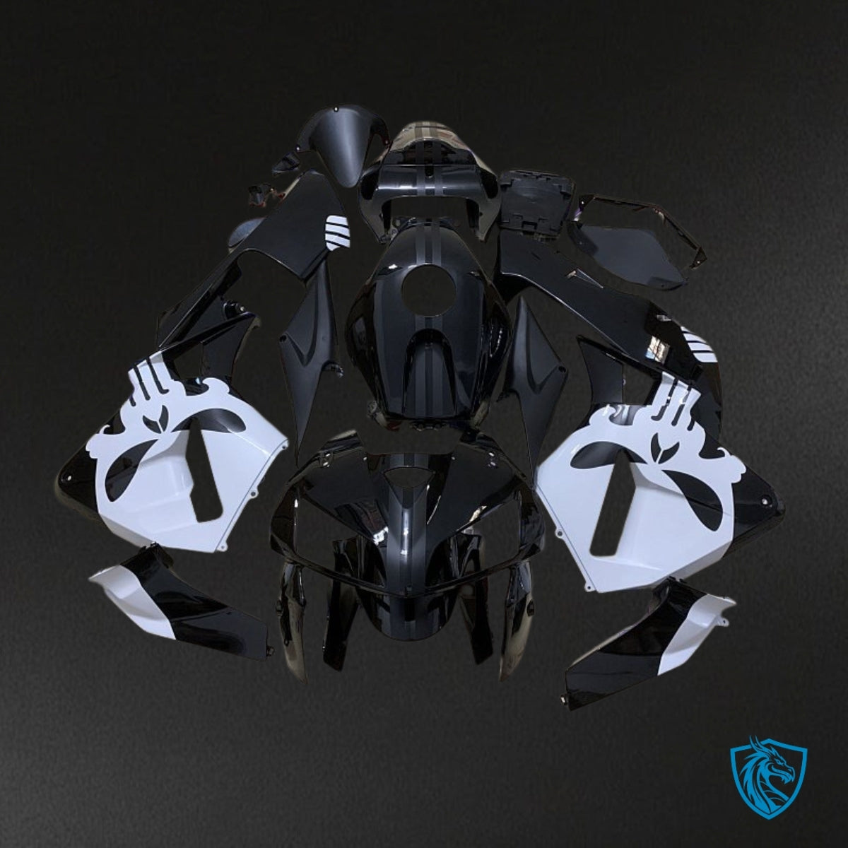 Honda CBR600RR (2005-2006) Black & White Skull - Custom ABS Fairing Kit