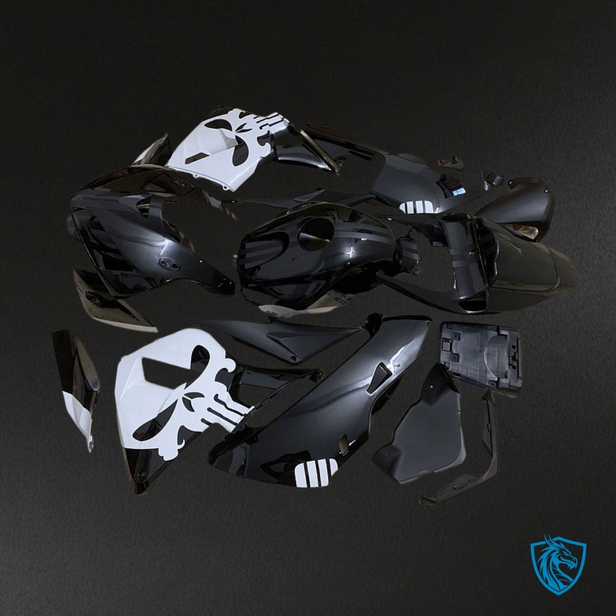 Honda CBR600RR (2005-2006) Black & White Skull - Custom ABS Fairing Kit