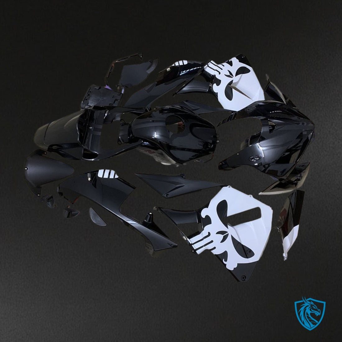 Honda CBR600RR (2005-2006) Black & White Skull - Custom ABS Fairing Kit