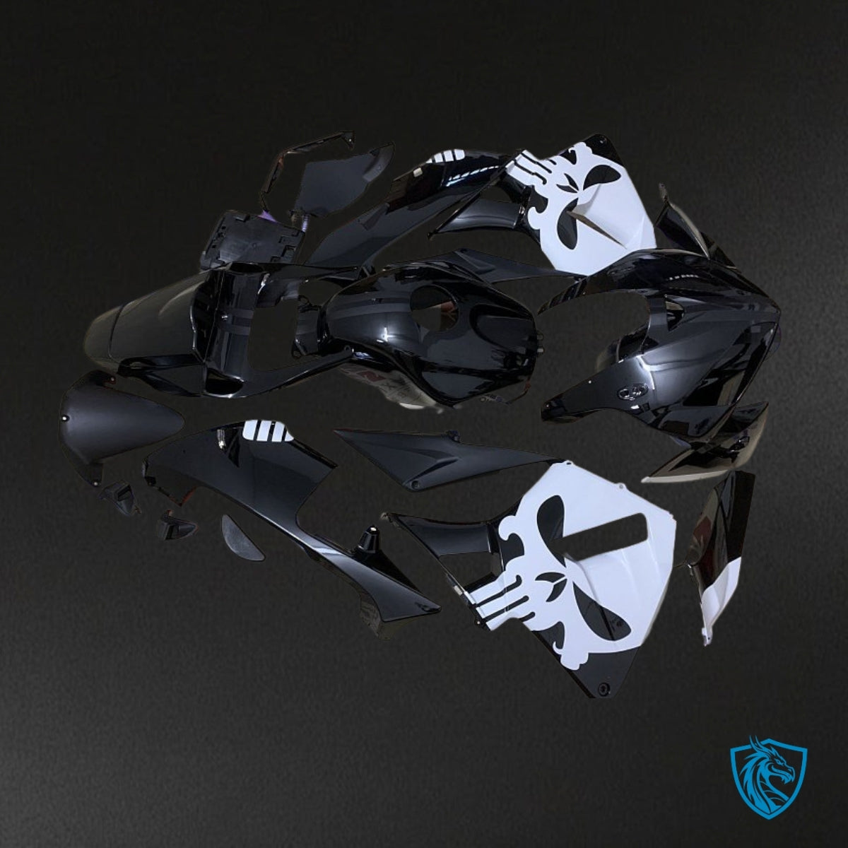 Honda CBR600RR (2005-2006) Black & White Skull - Custom ABS Fairing Kit
