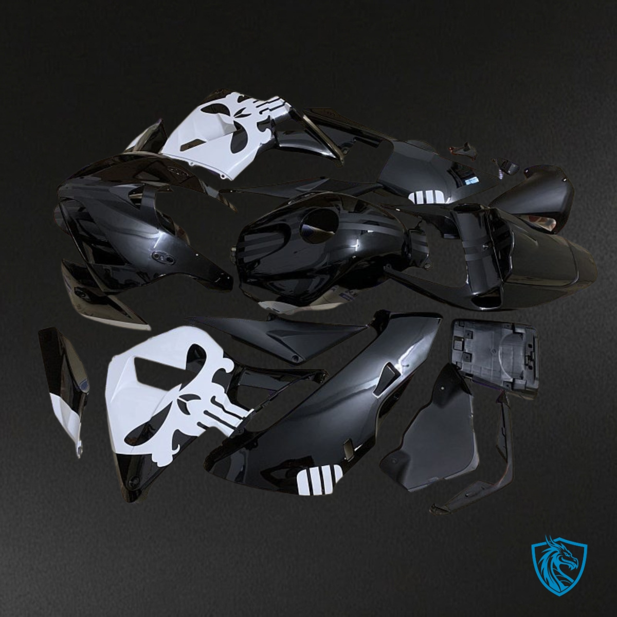 Honda CBR600RR (2005-2006) Black & White Skull - Custom ABS Fairing Kit