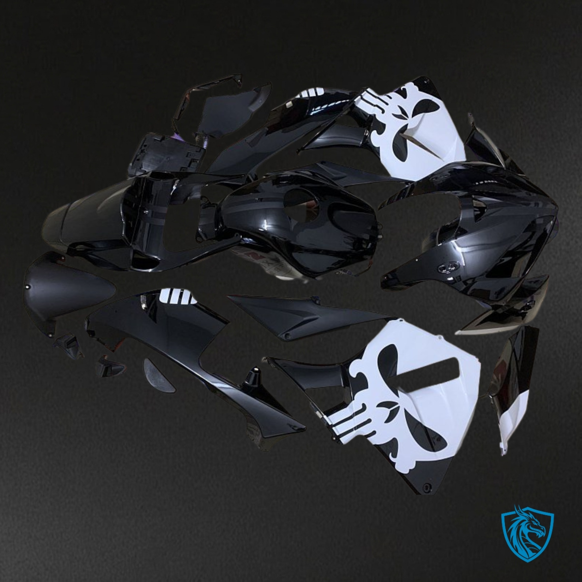 Honda CBR600RR (2005-2006) Black & White Skull - Custom ABS Fairing Kit
