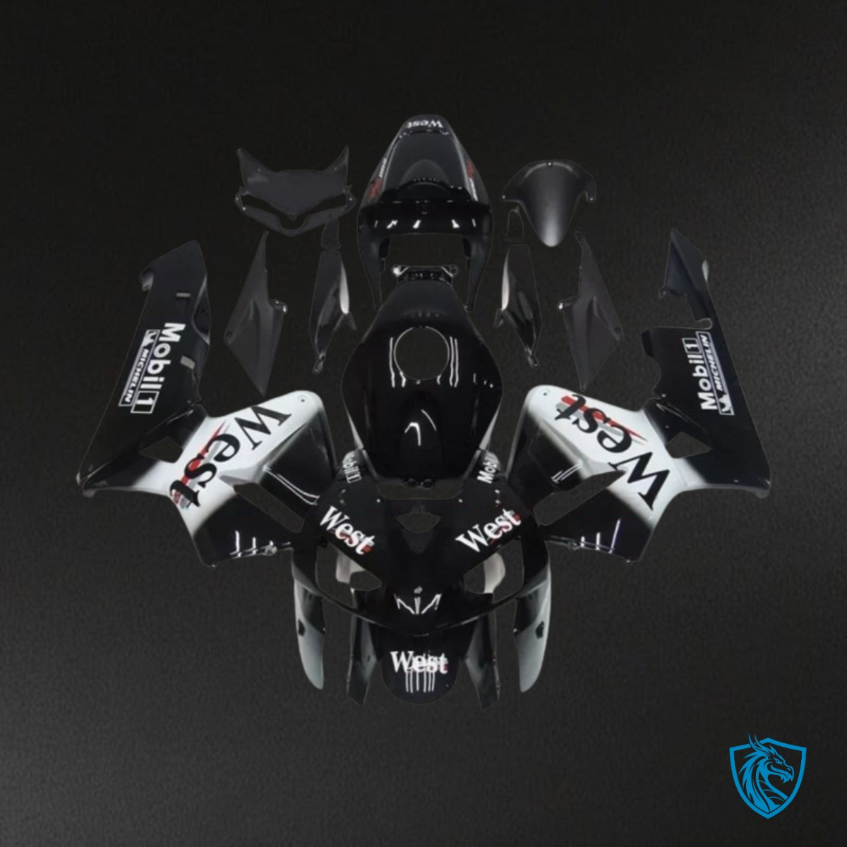 Honda CBR600RR (2005-2006) Black & White West Fairing Kit | ABS Bodywork