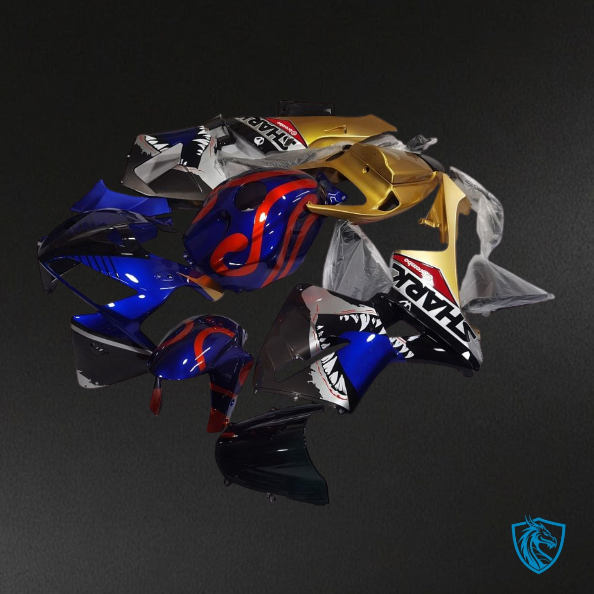 Honda CBR600RR (2005-2006) Blue & Gray Shark Fairing Kit | ABS Bodywork