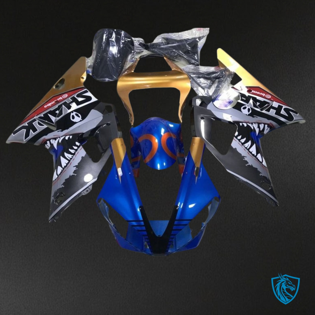 Honda CBR600RR (2005-2006) Blue & Gold Shark Fairing Kit - Aftermarket ABS Bodywork