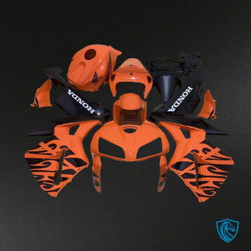 Honda CBR600RR (2005-2006) Orange & Black Flame Fairing Kit - Aftermarket ABS Bodywork