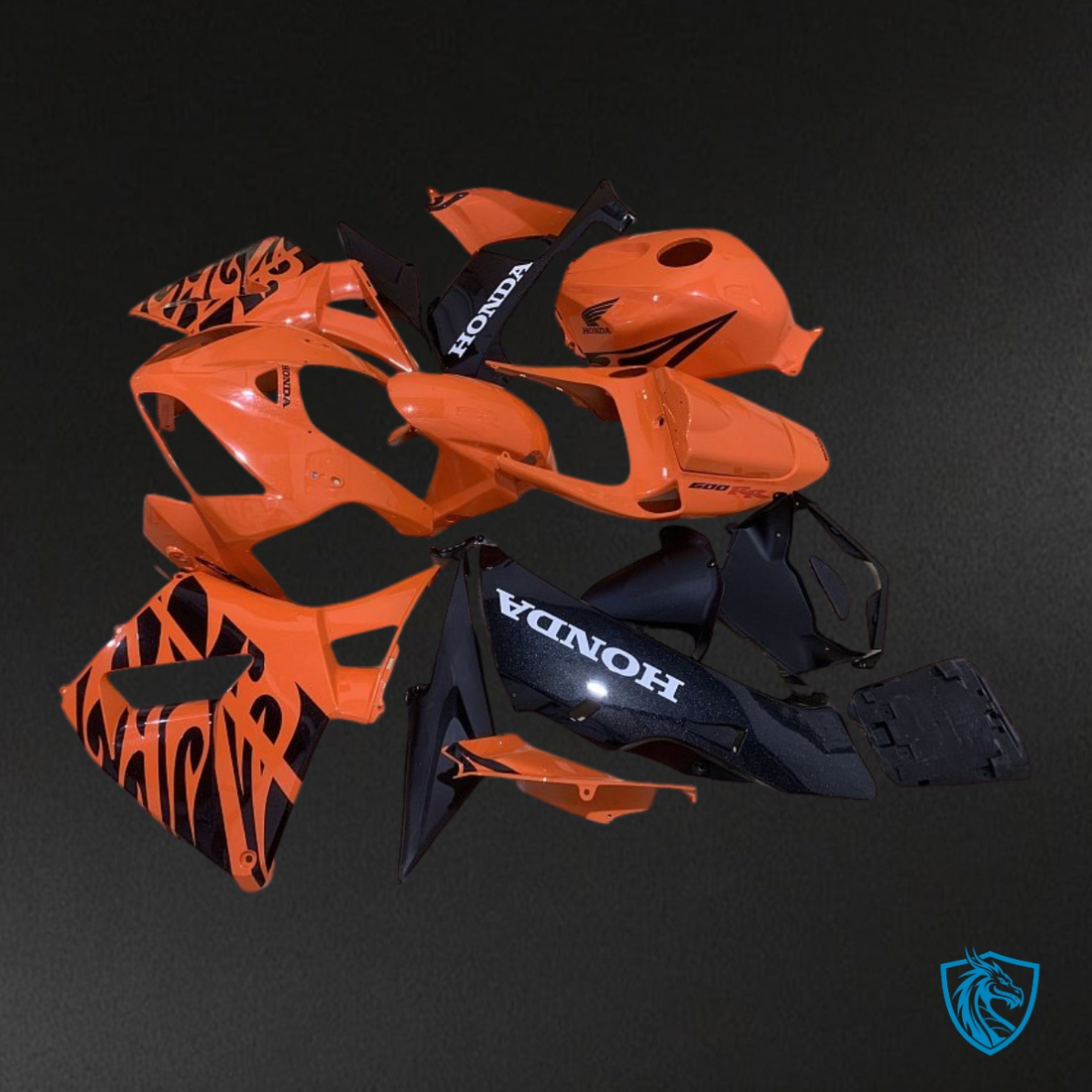Honda CBR600RR (2005-2006) Orange & Black Flame Fairing Kit - Aftermarket ABS Bodywork