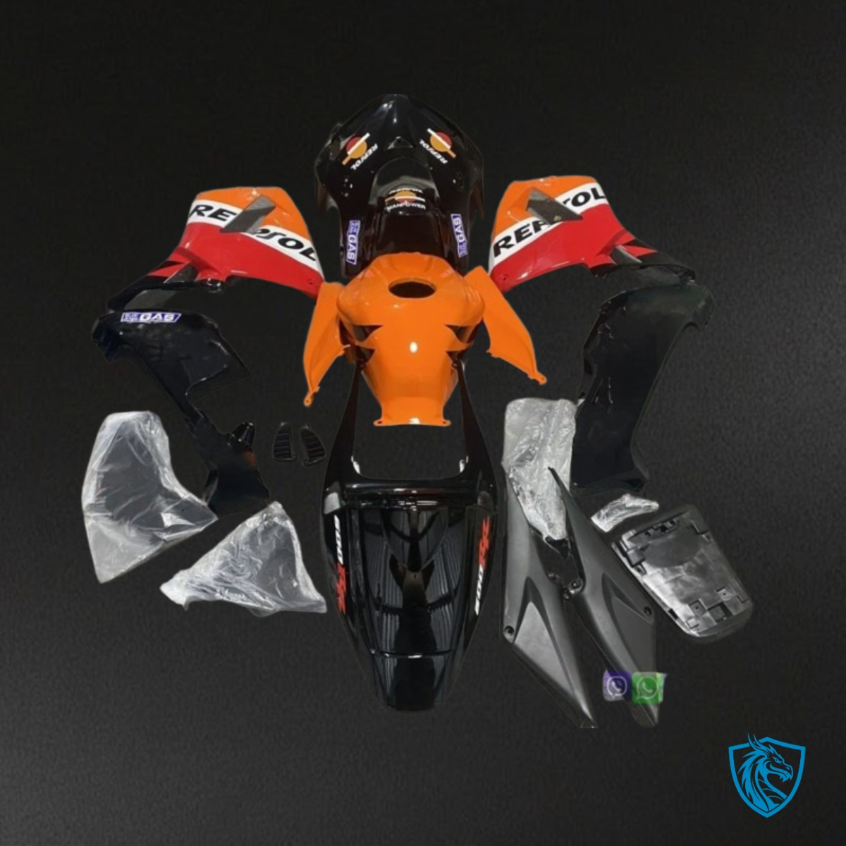 Honda CBR600RR (2005-2006) Orange, Black & Red Repsol Fairing Kit | ABS Bodywork