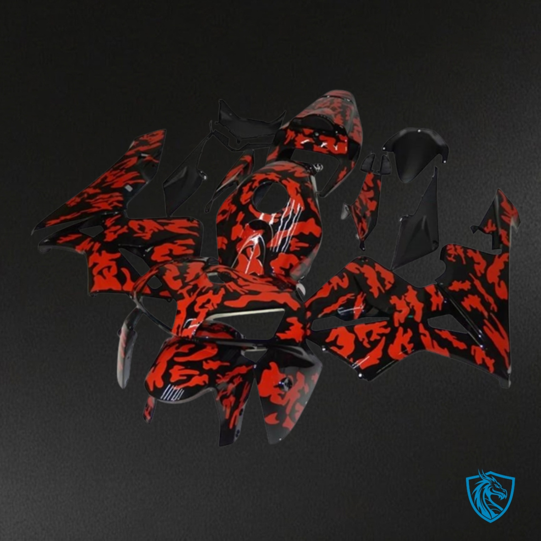 Honda CBR600RR (2005-2006) Red & Black Camo Fairing Kit | ABS Bodywork