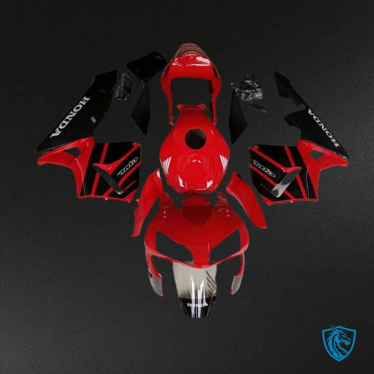 Honda CBR600RR (2005-2006) Red & Black with Stripes - Custom ABS Fairing Kit