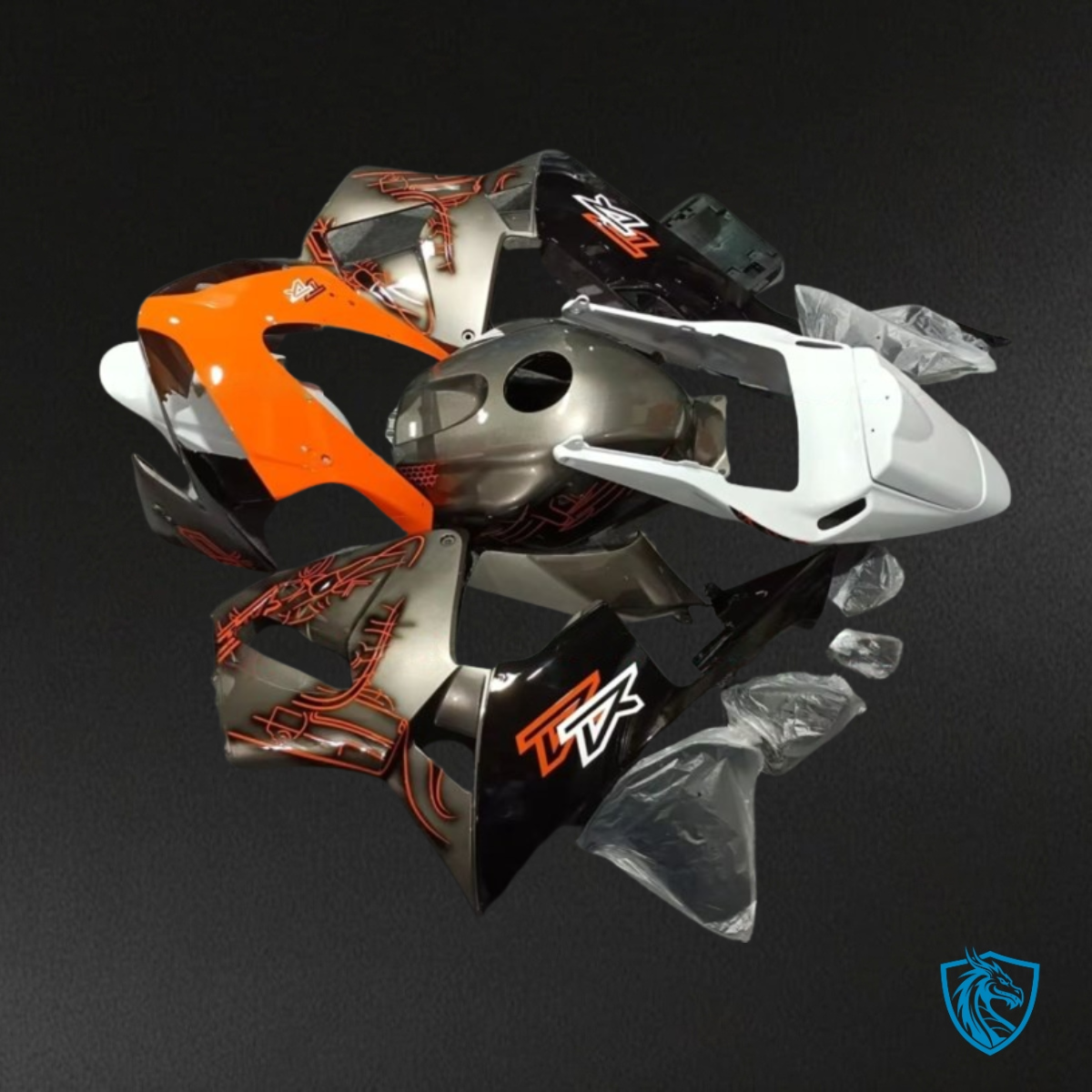 Honda CBR600RR (2005-2006) White, Orange, Black & Sliver - MERGEment Motorcycle Fairings Kit