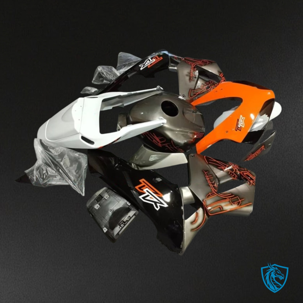 Honda CBR600RR (2005-2006) White, Orange, Black & Sliver - MERGEment Motorcycle Fairings Kit