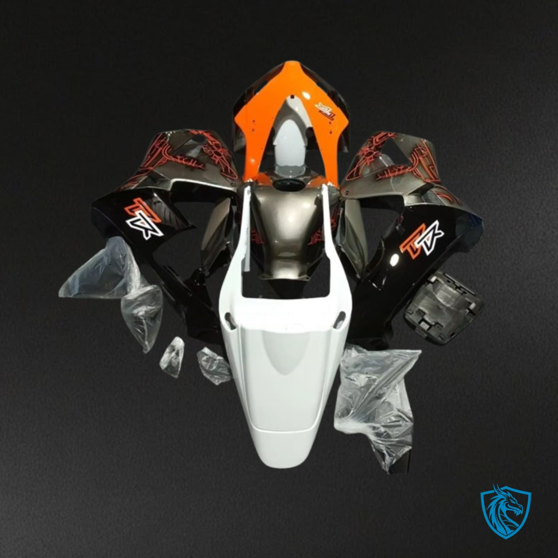 Honda CBR600RR (2005-2006) White, Orange, Black & Sliver - MERGEment Motorcycle Fairings Kit