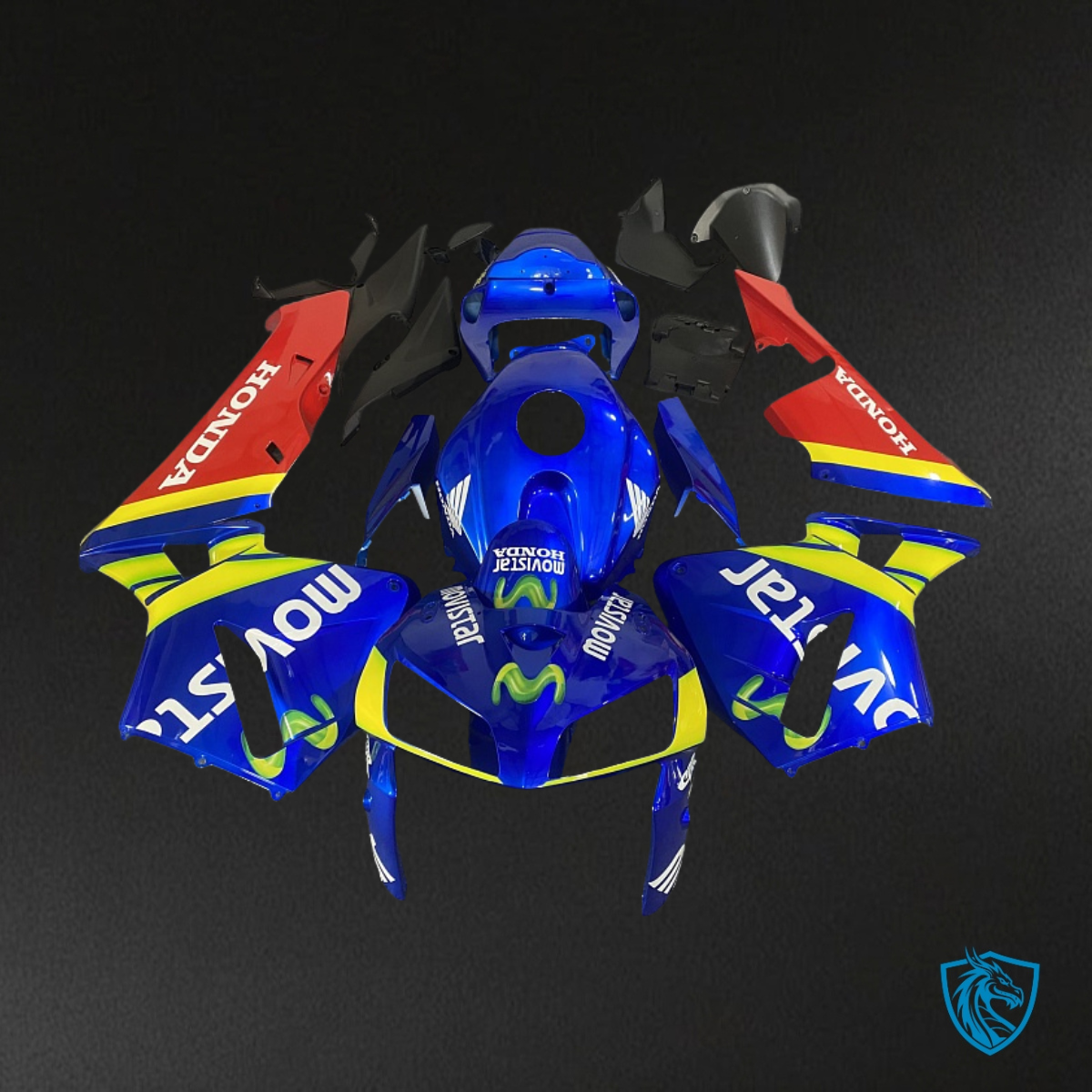 Honda CBR600RR (2005-2006) Yellow, Blue & Movistar Red - Custom ABS Fairing Kit