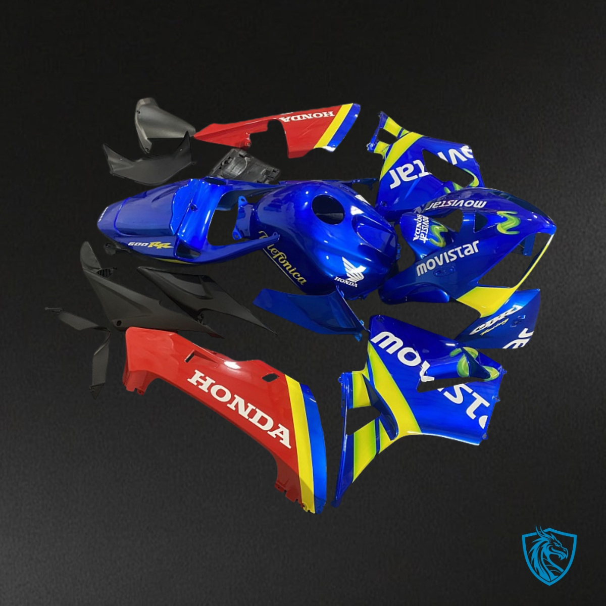 Honda CBR600RR (2005-2006) Yellow, Blue & Movistar Red - Custom ABS Fairing Kit