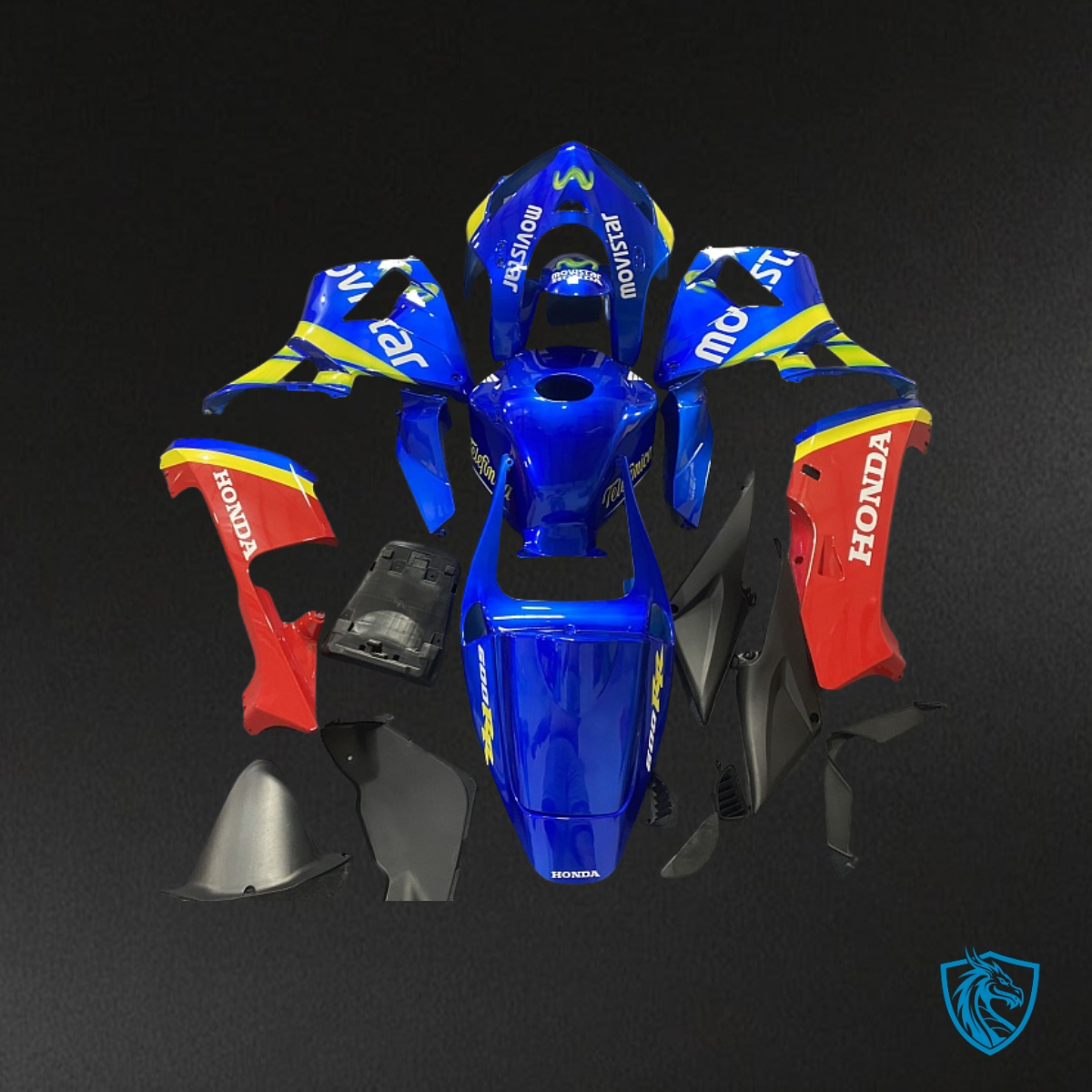 Honda CBR600RR (2005-2006) Yellow, Blue & Movistar Red - Custom ABS Fairing Kit