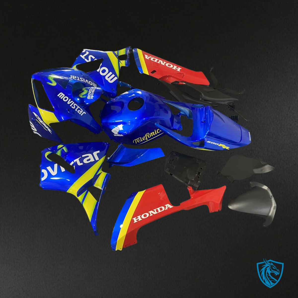 Honda CBR600RR (2005-2006) Yellow, Blue & Movistar Red - Custom ABS Fairing Kit