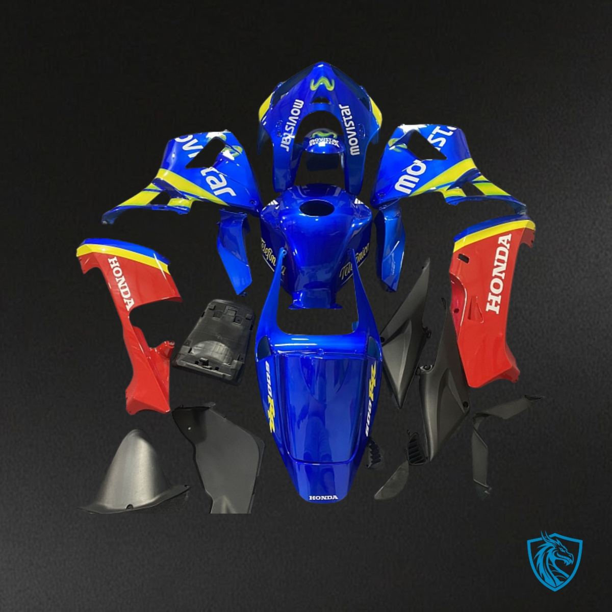 Honda CBR600RR (2005-2006) Blue, Red & Yellow Movistar Fairing Kit - Aftermarket ABS Bodywork