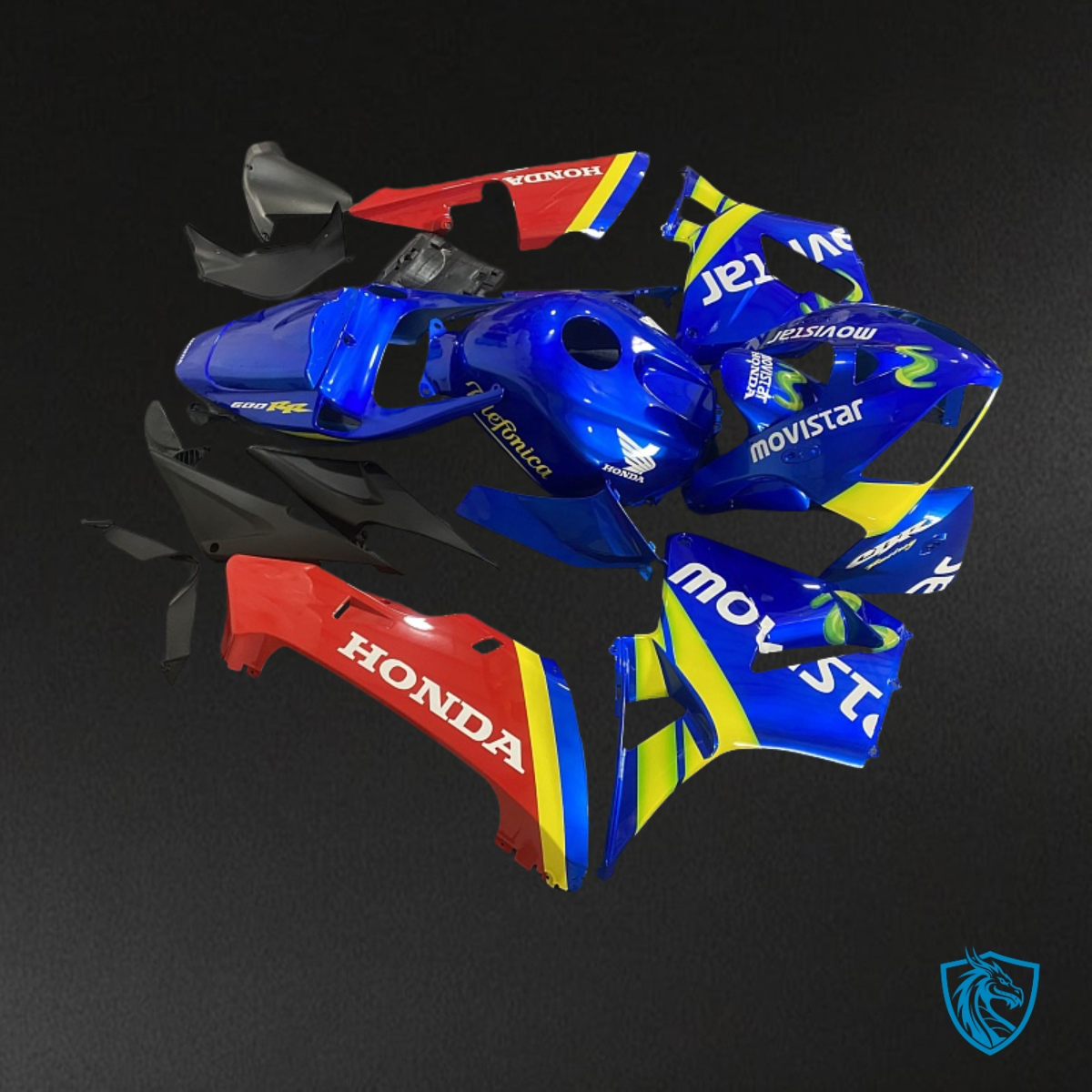 Honda CBR600RR (2005-2006) Blue, Red & Yellow Movistar Fairing Kit - Aftermarket ABS Bodywork