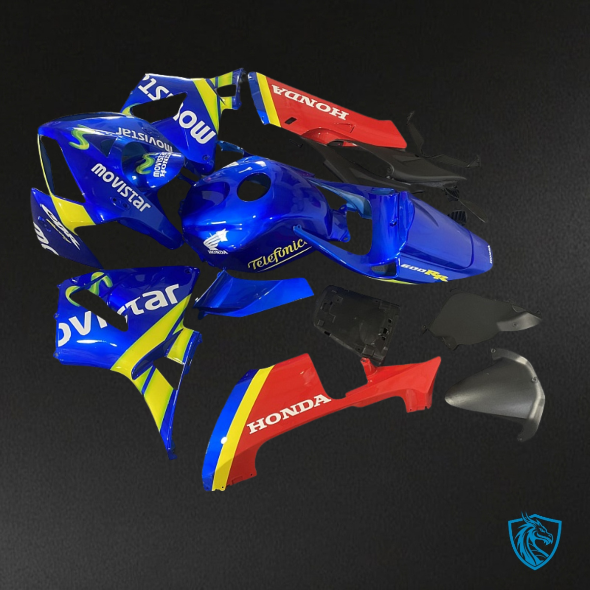 Honda CBR600RR (2005-2006) Blue, Red & Yellow Movistar Fairing Kit - Aftermarket ABS Bodywork