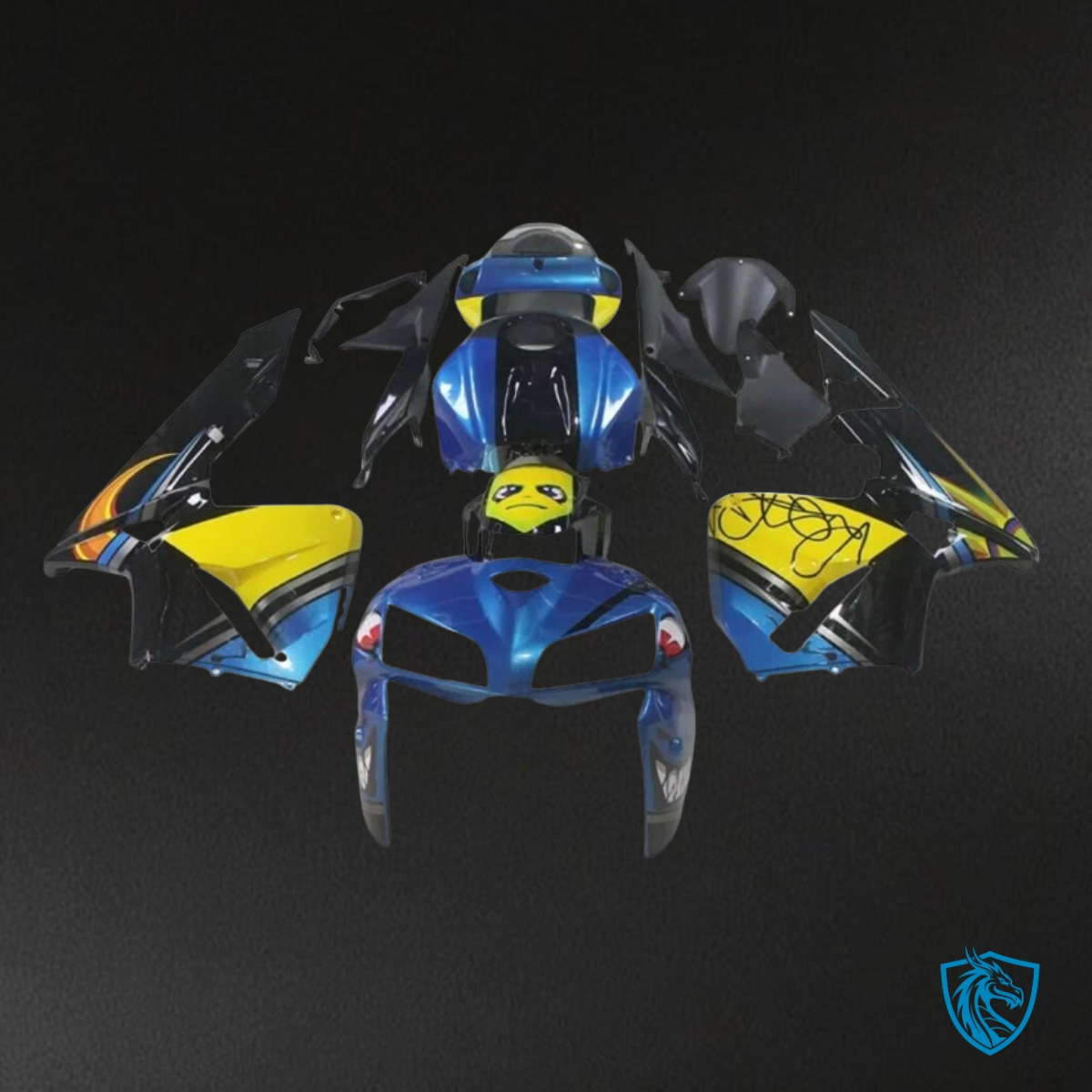 Honda CBR600RR (2005-2006) Blue & Yellow Shark - Custom ABS Fairing Kit